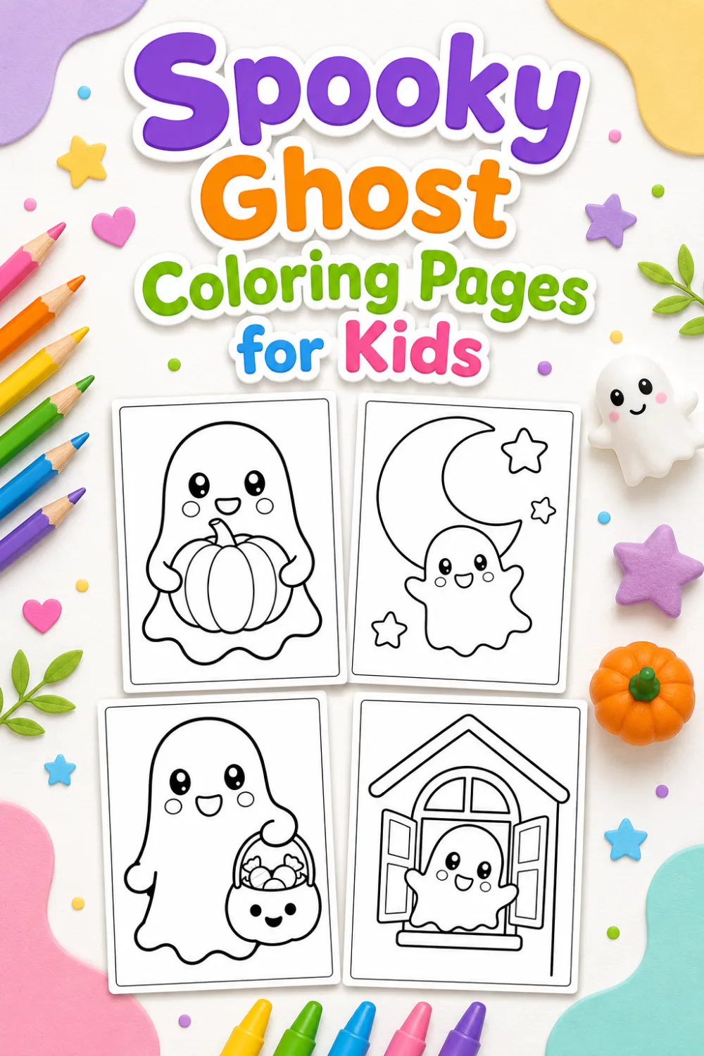 12 Free Cute Spooky Ghost Coloring Pages
